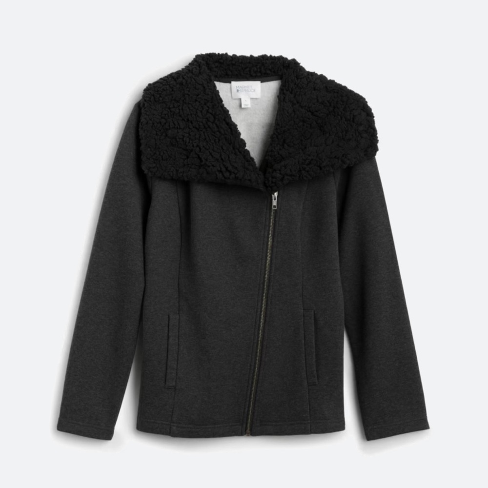 Market & Spruce Lorna Sherpa Detail Moto Jacket. Size Medium